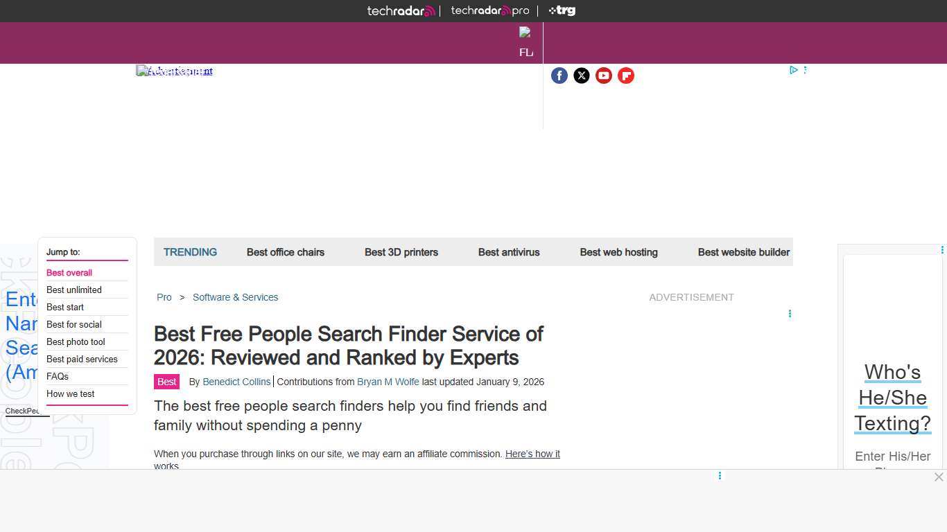 Best free people search finder service of 2026: reviewed and ranked by experts TechRadar